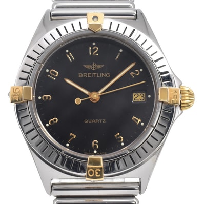 ブライトリング BREITLING 80510C カリスト デイト ブラック クォーツ ボーイズ 美品 腕時計 E#147247