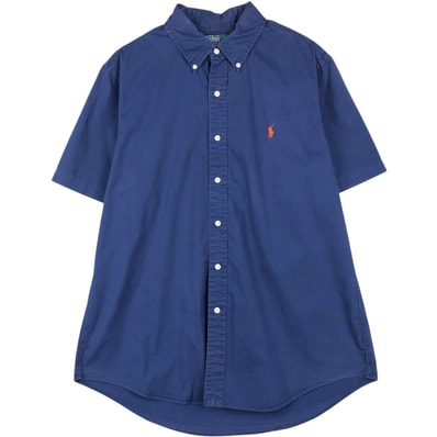 古着 ラルフローレン Ralph Lauren POLO by Ralph Lauren CUSTOM FIT 半袖 ボタンダウンシャツ メンズL相当/eaa655837
