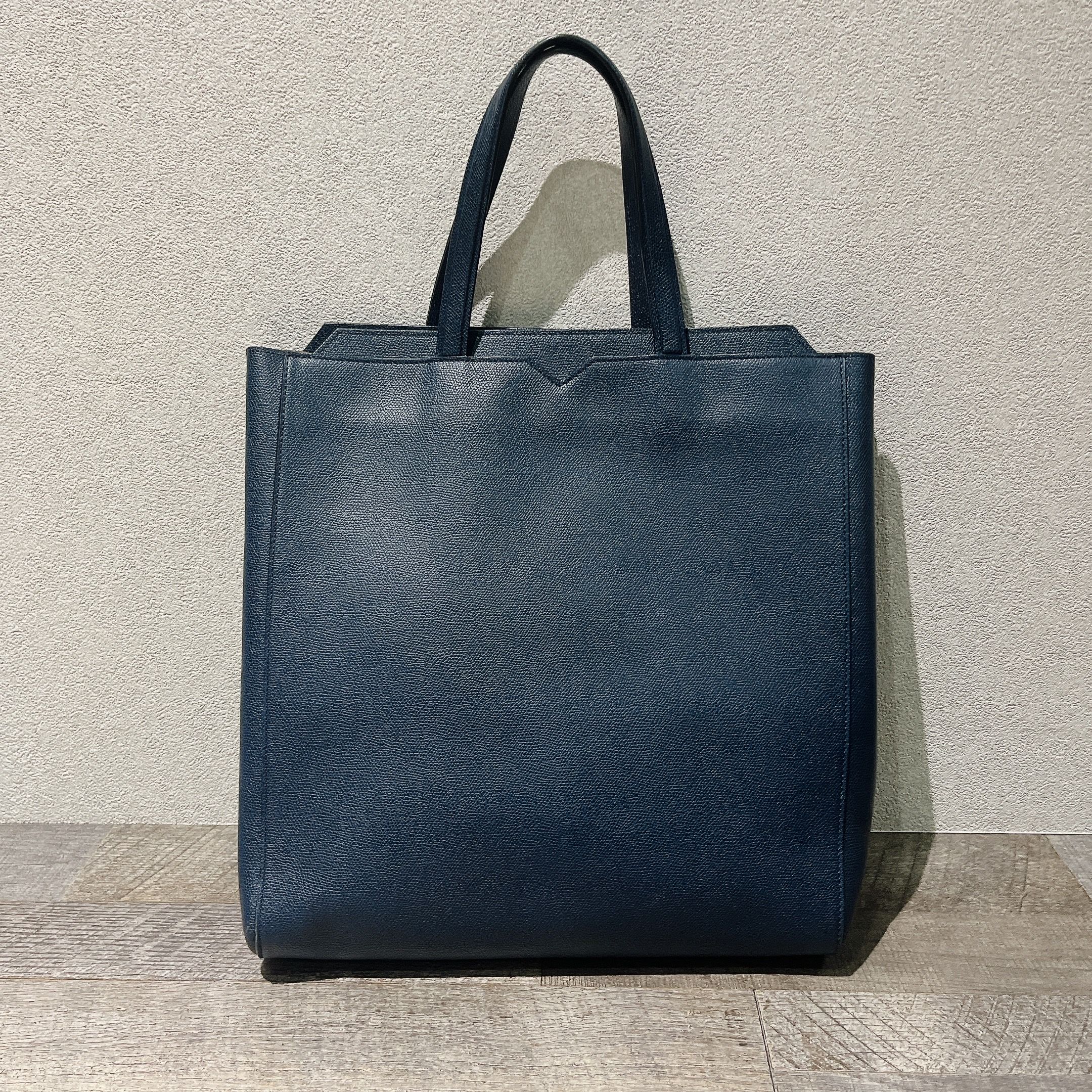 Valextra V North Tote Bag "Navy"