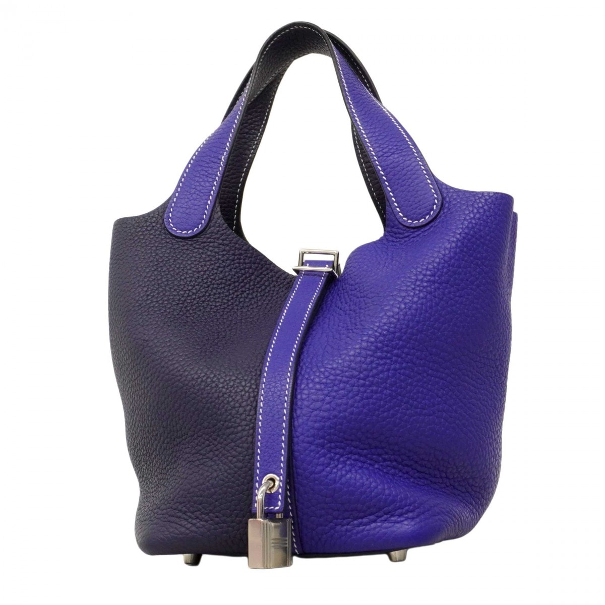 【6dd4575】エルメス ハンドバッグ ピコタンロックPM カザック トリヨンクレマンス ブルーエレクトリック ブルーアンクル シルバー金具 Z刻印【中古】レディース