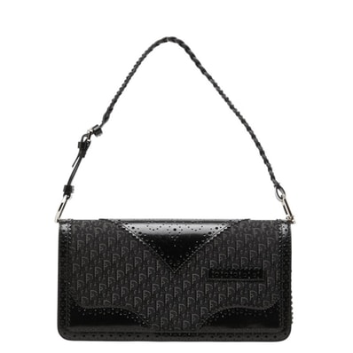 ディオール トロッター D'Trick ワンショルダーバッグ 05-MA-0024 ブラック キャンバス レザー レディース Dior 中古