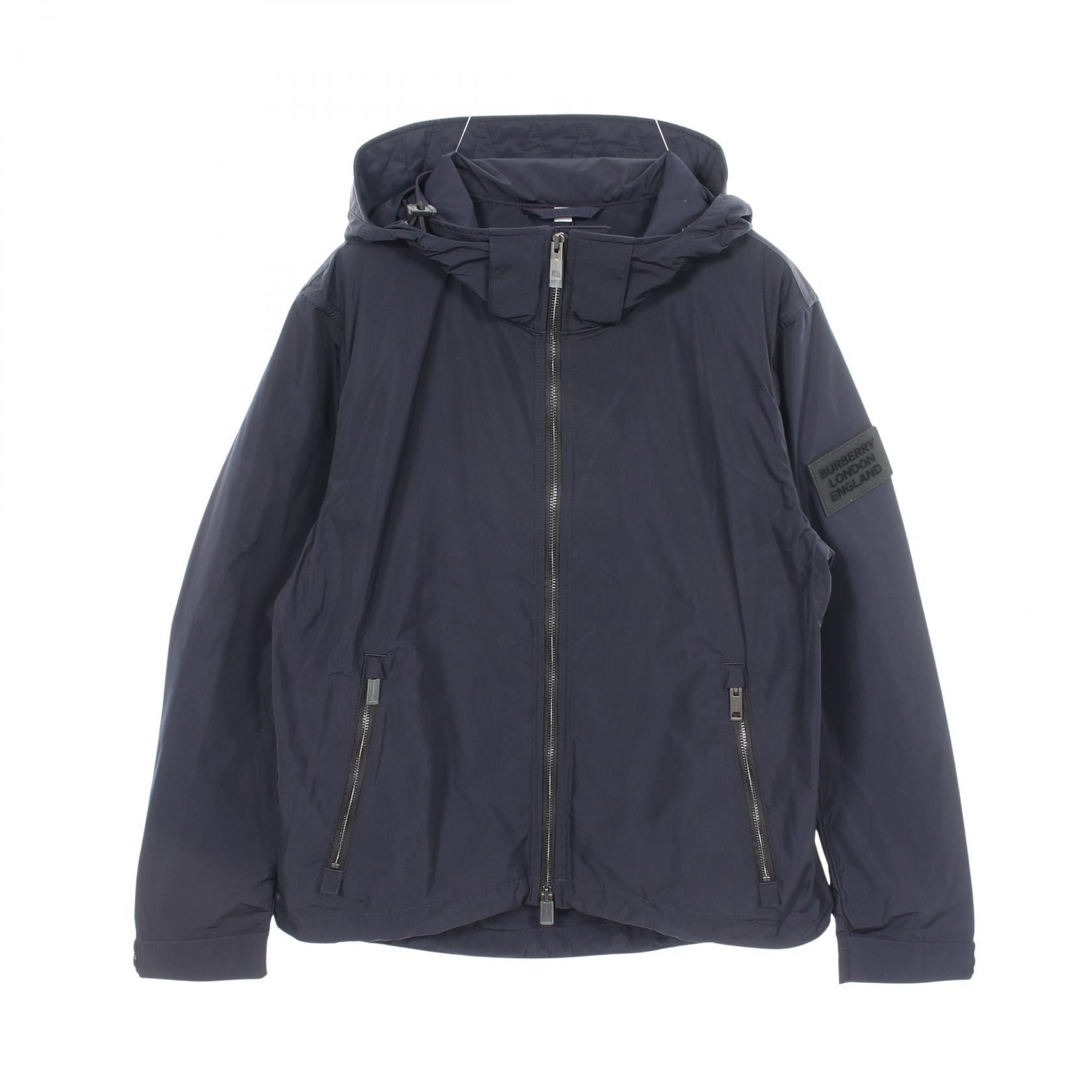バーバリー BURBERRY フード付き ジップアップ 衣料品 アウター ポリエステル メンズ ネイビー系 【中古】