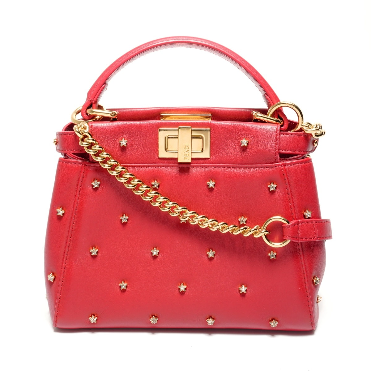 フェンディ FENDI ピーカブー ナッパレザー ラインストーン 2way ハンドバッグ【中古】