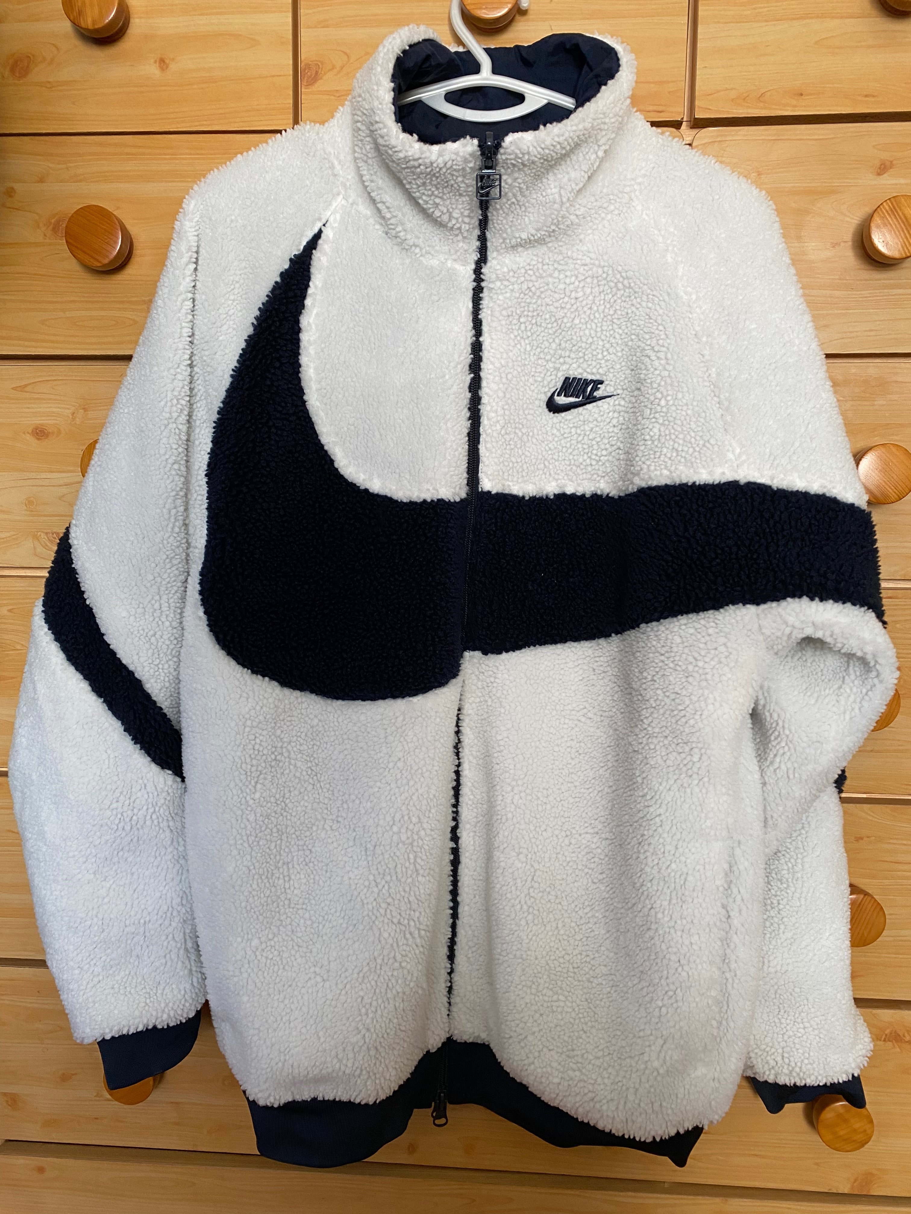 Nike Big Swoosh Reversible Boa Jacket "Sail/Dark Obsidian"