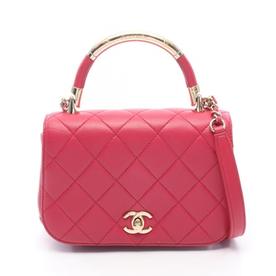 シャネル CHANEL マトラッセ トップハンドル 2WAY ショルダーバッグ バッグ ラムスキン(羊革) レディース ピンク系 【中古】