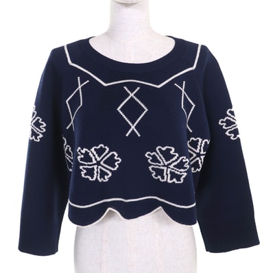 極美品 クリスチャンディオール
ニット ネイビー ホワイト レディース 44 6E24579AM509