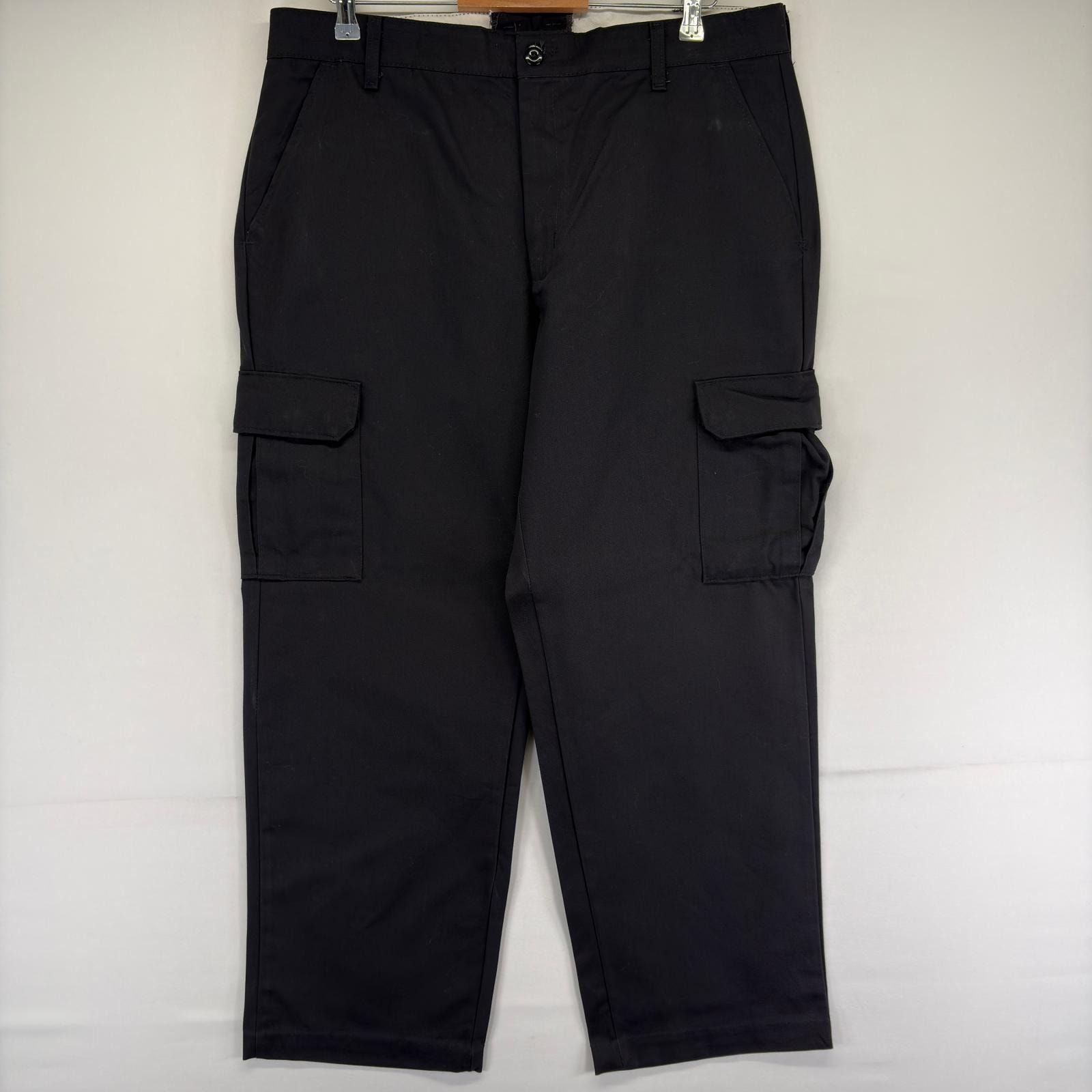 古着 レッドキャップ RED KAP パンツ ジッパーフライ サイドポケット ワンポイントロゴ 作業着 ワーク w38 L30  ブラック メンズ