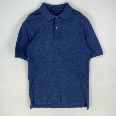 古着 ポロ・ラルフローレン POLO RALPH LAUREN 半袖シャツ 刺繍ロゴ ポロシャツ ワンポイント L ネイビー系 メンズ