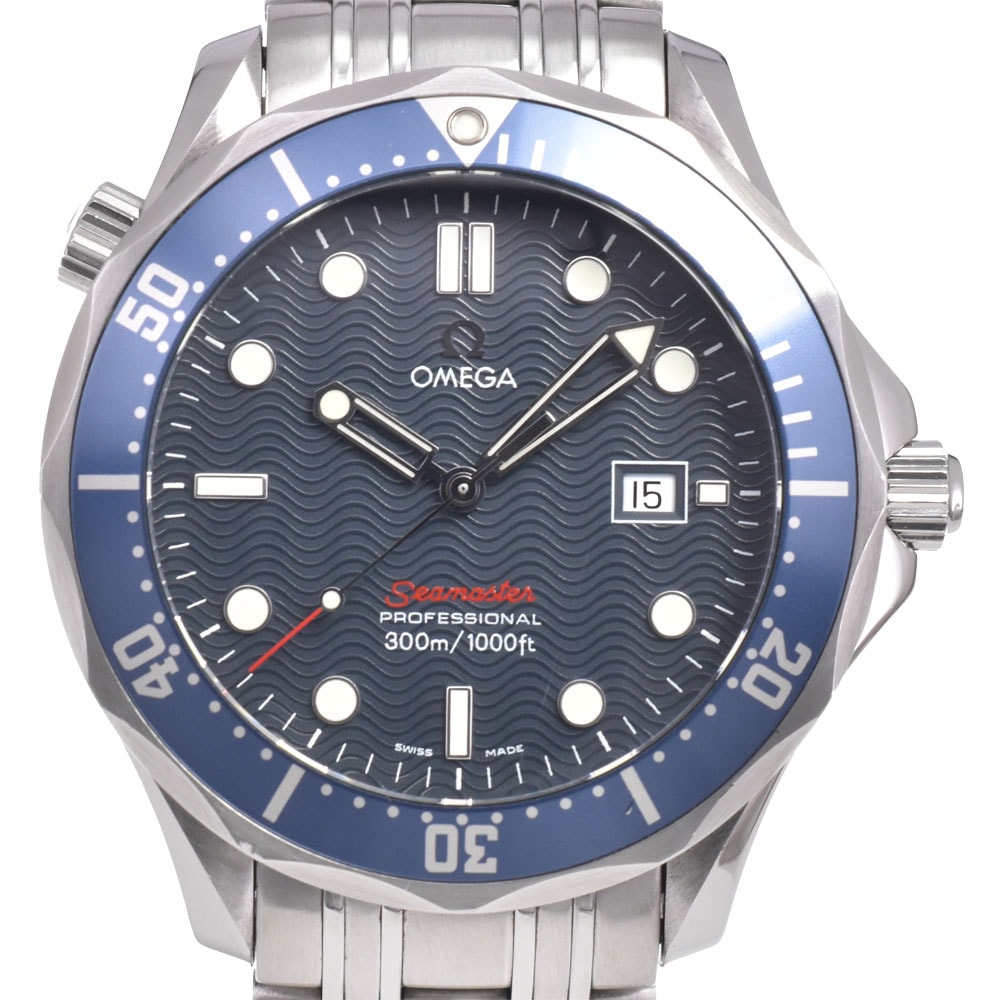 オメガ OMEGA 2221.80 シーマスター 300m ブルー クォーツ メンズ 良品 箱付き 腕時計 M#150791