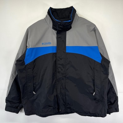 古着 コロンビア Columbia マウンテンジャケット 大きいサイズ アウトドア フルジップ ドローコード 2XL ブラック メンズ