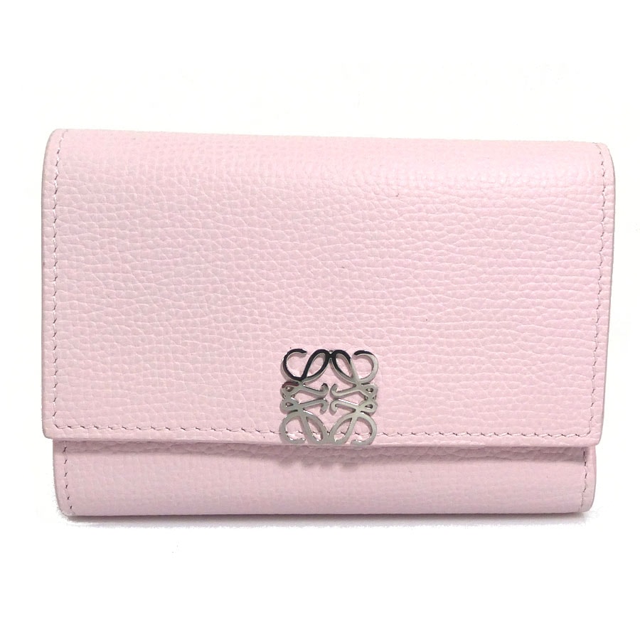 ロエベ LOEWE 三つ折り財布 レザー ピンク レディース【中古】 56960j