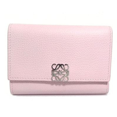 ロエベ LOEWE 三つ折り財布 レザー ピンク レディース【中古】 56960j