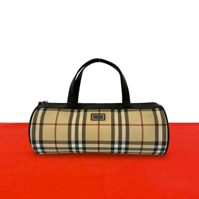 BURBERRY バーバリー ノバチェック 柄 PVC レザー ハンドバッグ ベージュ
26816