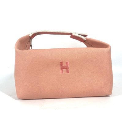 エルメス HERMES ブリッドアブラック GM カバン バニティバッグ ポーチ ハンドバッグ キャンバス グアバ ピンク