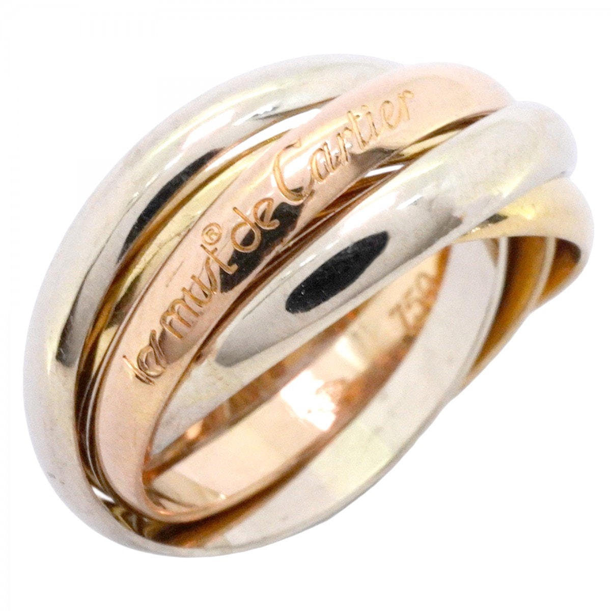 【6jdb0457】カルティエ リング トリニティ 5連/スモールモデル K18YG イエローゴールド K18WG ホワイトゴールド K18PG ピンクゴールド #49【中古】レディース