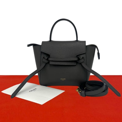 CELINE セリーヌ ベルトバッグ ピコ レザー ショルダーバッグ グレー
21408