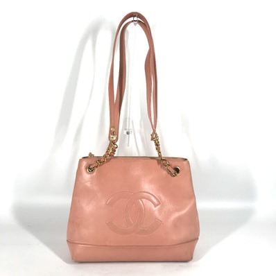 シャネル CHANEL CC ココマーク ロゴ 肩掛け カバン ショルダーバッグ チェーンバッグ ヴィンテージ トートバッグ レザー ピンク