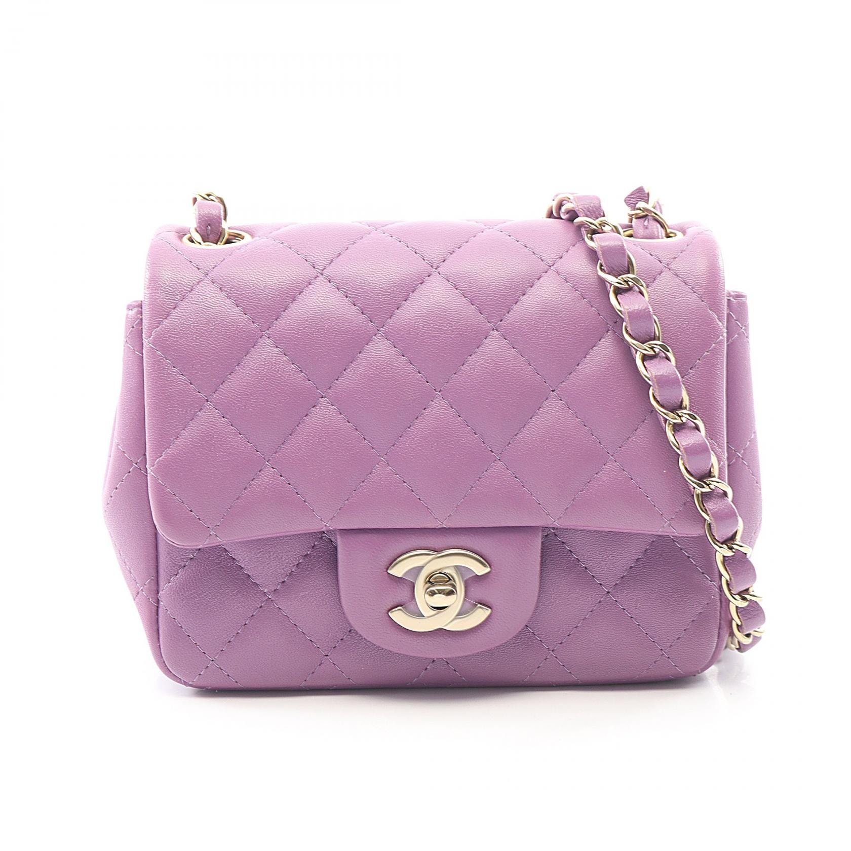 シャネル CHANEL ミニマトラッセ ショルダーバッグ バッグ ラムスキン(羊革) レディース パープル系 【中古】