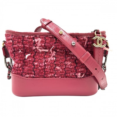 CHANEL シャネル ショルダーバッグ ガブリエルドゥシャネル スモール ホーボー チェーンショルダー ココマーク 肩掛け 斜め掛け ココ 鞄 かばん A91810 ツイード レザー ピンク レッド 赤 ゴールド×シルバー金具 レディース【中古品】
