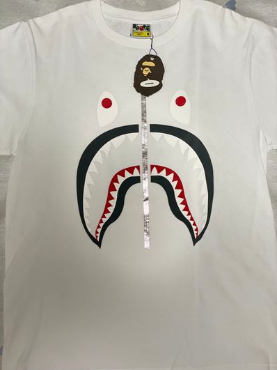 A BATHING APE TIE DYE SHARK TEE "White Multi"