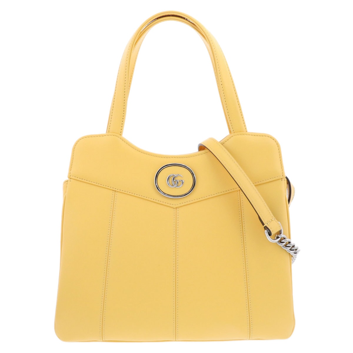GUCCI グッチ 2WAY プチGG PETITE GG ハンドバッグ ショルダーバッグ 745918 レザー イエロー シルバー  レディース【中古】