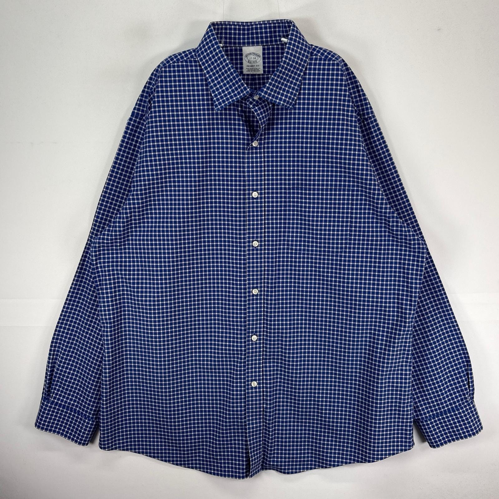 古着 ブルックスブラザーズ Brooks Brothers 長袖シャツ 胸ポケット XL  ブルー系 チェック メンズ