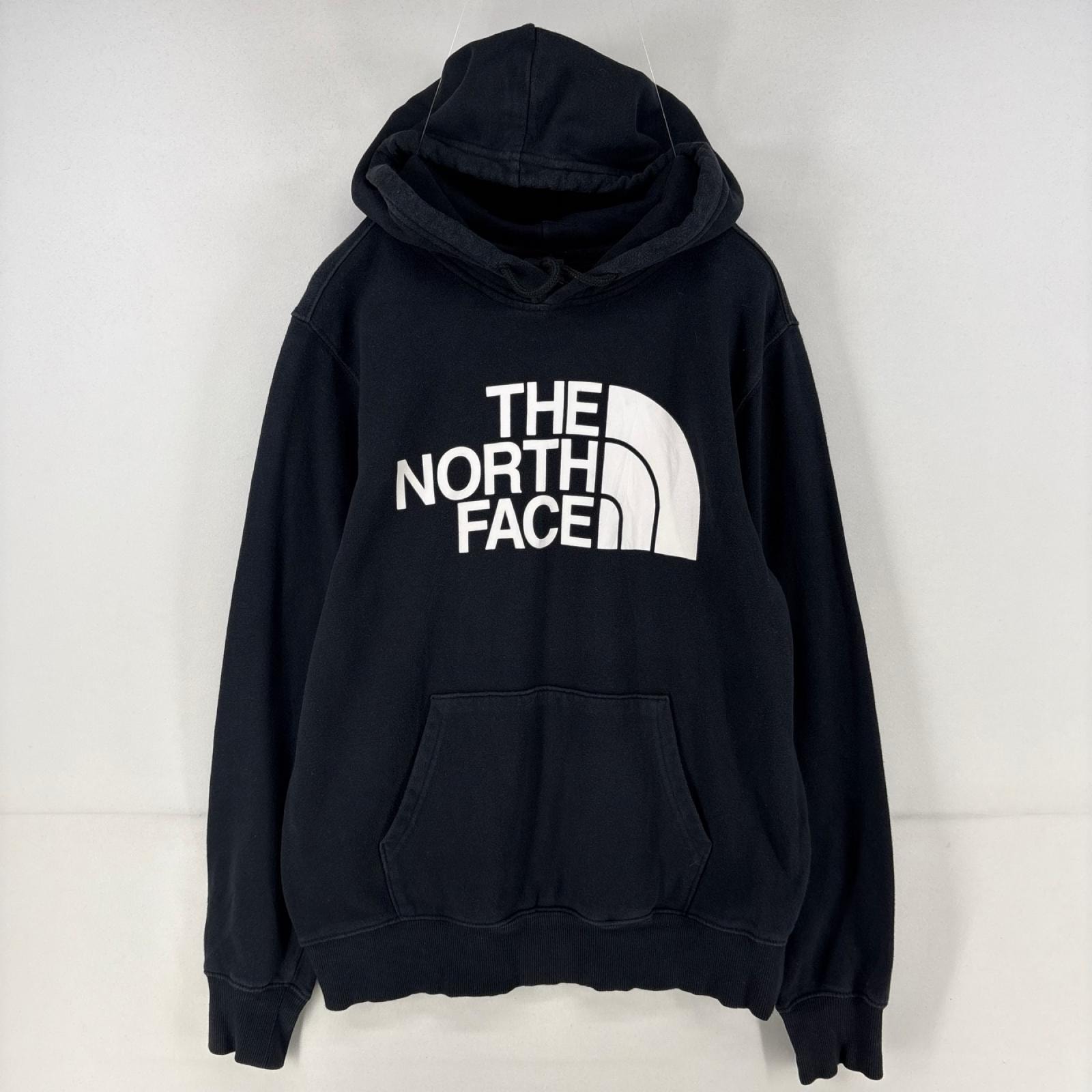 古着 ザ・ノースフェイス THE NORTH FACE スウェット ロゴ プリント スウェット プルオーバー ビッグロゴ S  ブラック メンズ