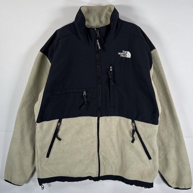 古着 90's/90年代 ザ・ノースフェイス THE NORTH FACE フリースジャケット デナリ ワンポイント ポーラテック L ベージュ ブラック メンズ