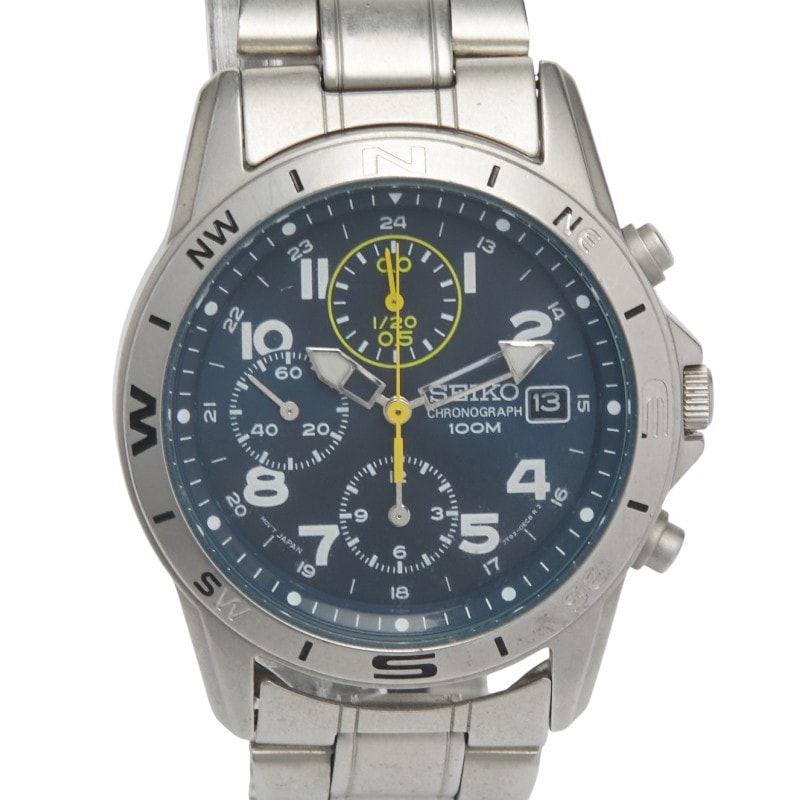 セイコー デイト 腕時計 7T92-0DX0 クオーツ ブラック文字盤 ステンレススチール メンズ SEIKO 【中古】