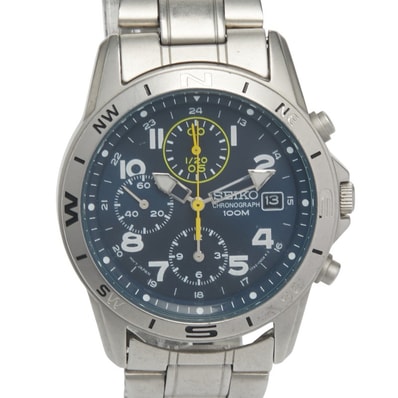 セイコー デイト 腕時計 7T92-0DX0 クオーツ ブラック文字盤 ステンレススチール メンズ SEIKO 【中古】