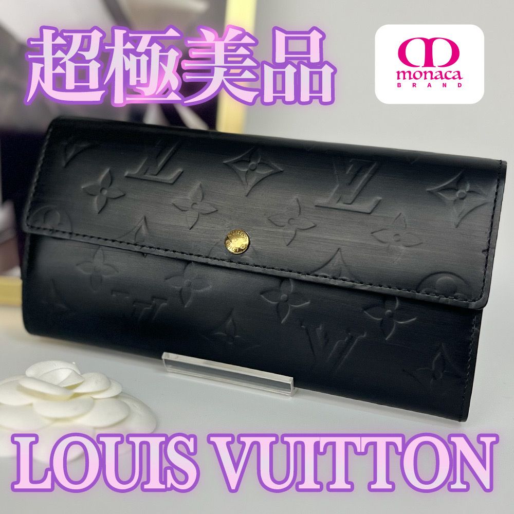 超極美品 LOUIS VUITTON モノグラム ポルトフォイユサラ 長財布 マットブラック