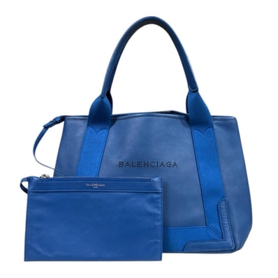 バレンシアガ ネイビーカバS ハンドバッグ レザー 339933 ブルー レディース BALENCIAGA 中古