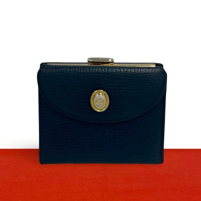 Christian Dior ディオール CD ロゴ 金具 レザー 二つ折り財布 ネイビー
34424