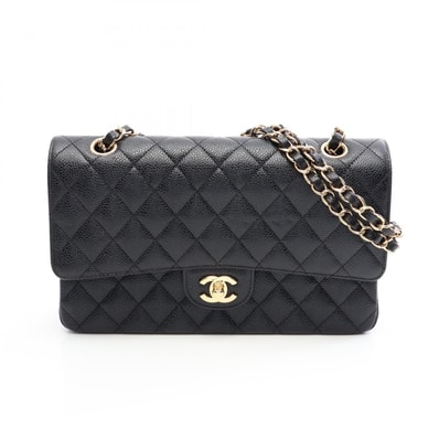 シャネル CHANEL マトラッセ Wフラップ ショルダーバッグ バッグ キャビアスキン(グレインドカーフ) レディース ブラック系 【中古】