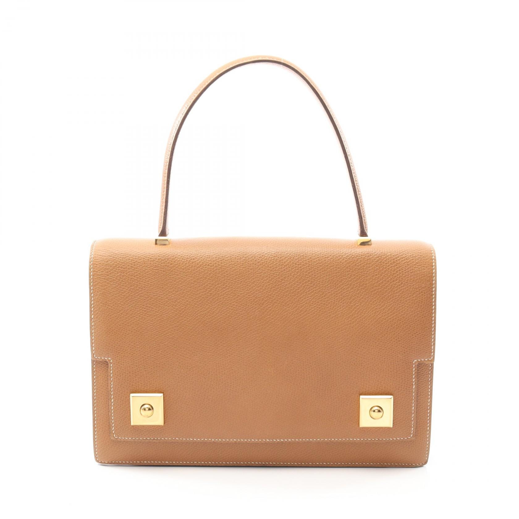 エルメス HERMES ピアノ ハンドバッグ バッグ レザー クシュベル クシュベル ゴールド ○P刻印(1986年製造) レディース ブラウン系 【中古】