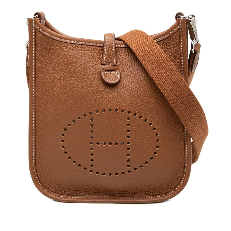 エルメス エブリン16 TPM 斜め掛け ショルダーバッグ ブラウン系 シルバー金具 トリヨンクレマンス レディース HERMES 中古