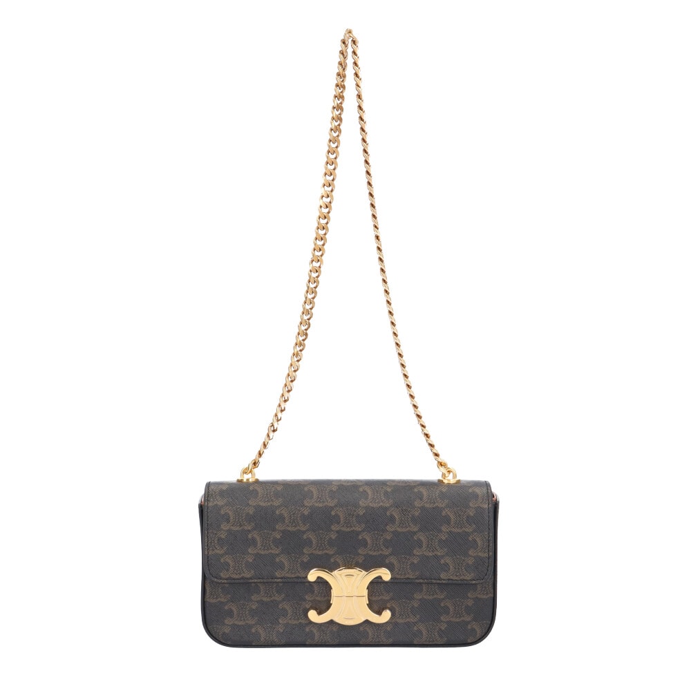 セリーヌ トリオンフ ショルダーバッグ コーティングキャンバス 197992DQW04LU ブラウン レディース CELINE  中古