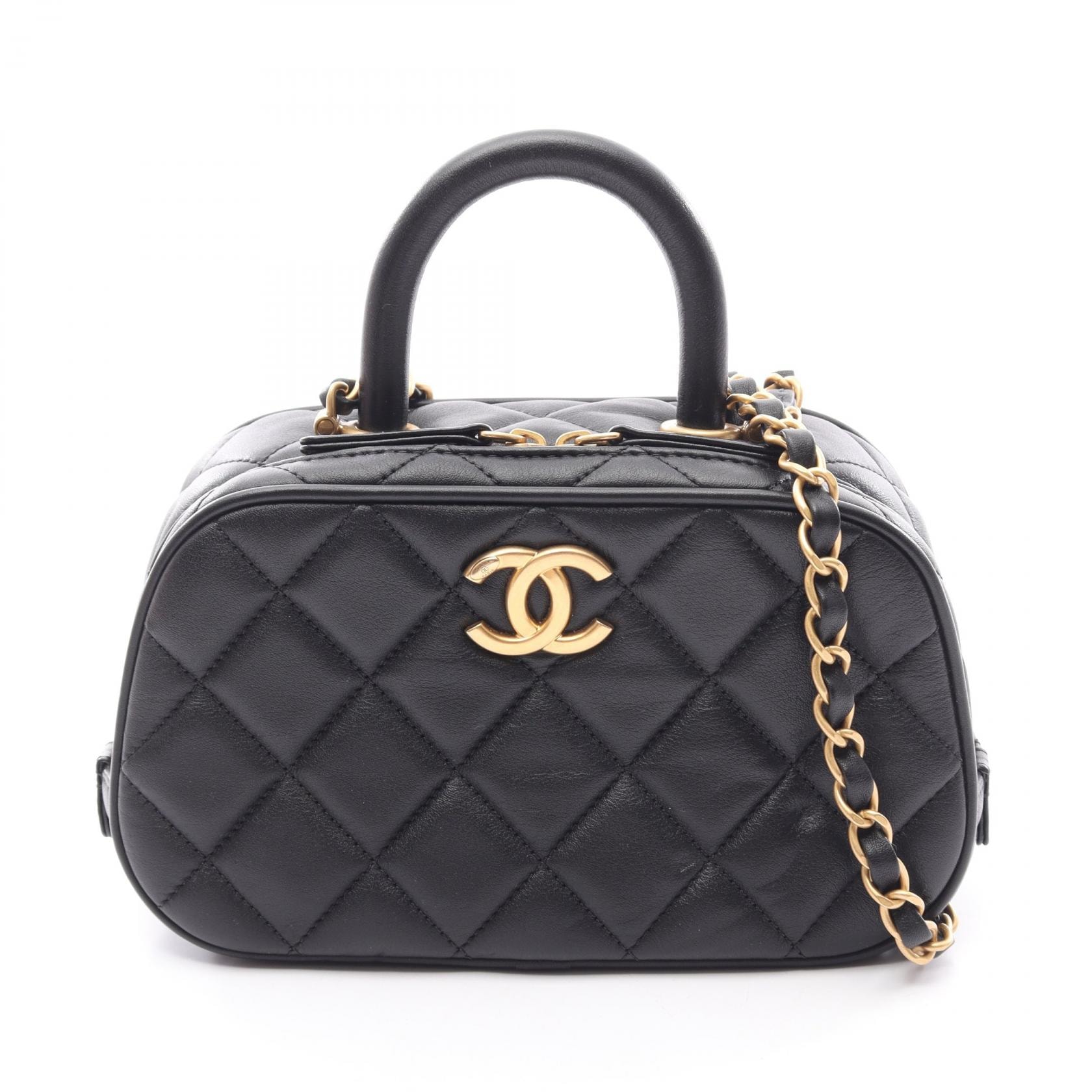 シャネル CHANEL マトラッセ ミニ ボーリング 2WAY ショルダーバッグ バッグ ラムスキン(羊革) レディース ブラック系 AS5572 【中古】