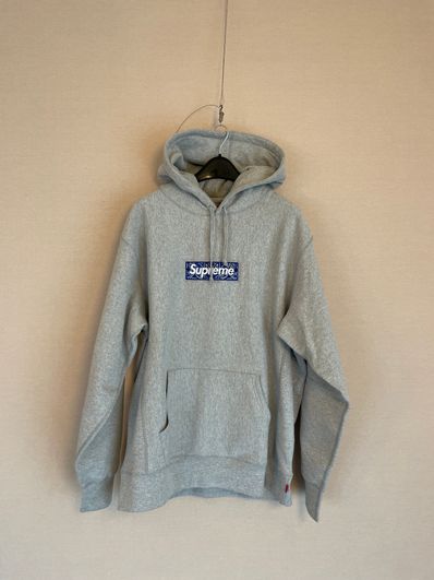 Supreme Bandana Box Logo Hooded Sweatshirt "Grey"