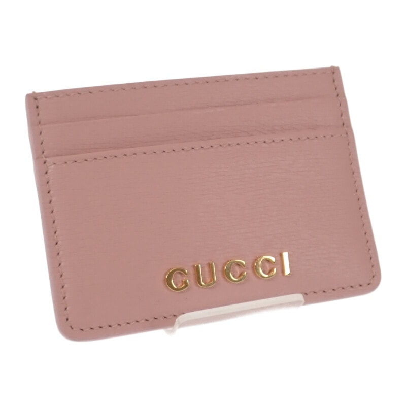 グッチ GUCCI スクリプト 7734280OP0N5909 カードケース レザー ピンク ゴールド金具 レディース【中古】【Sランク】