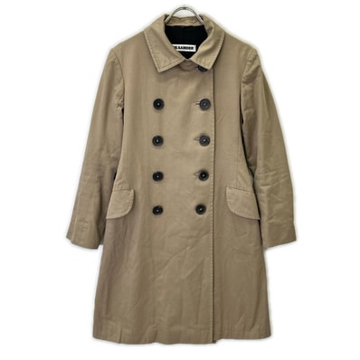 ジルサンダー ベージュ コットン ダブルブレスト トレンチコート 36