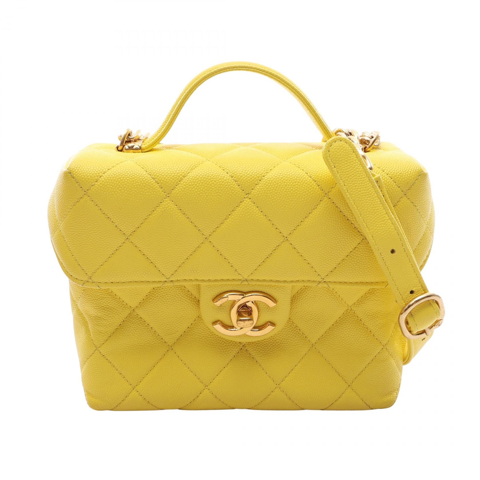 シャネル CHANEL マトラッセ スモール バニティバッグ 2WAY ショルダーバッグ バッグ キャビアスキン(グレインドカーフ) レディース イエロー系 【中古】