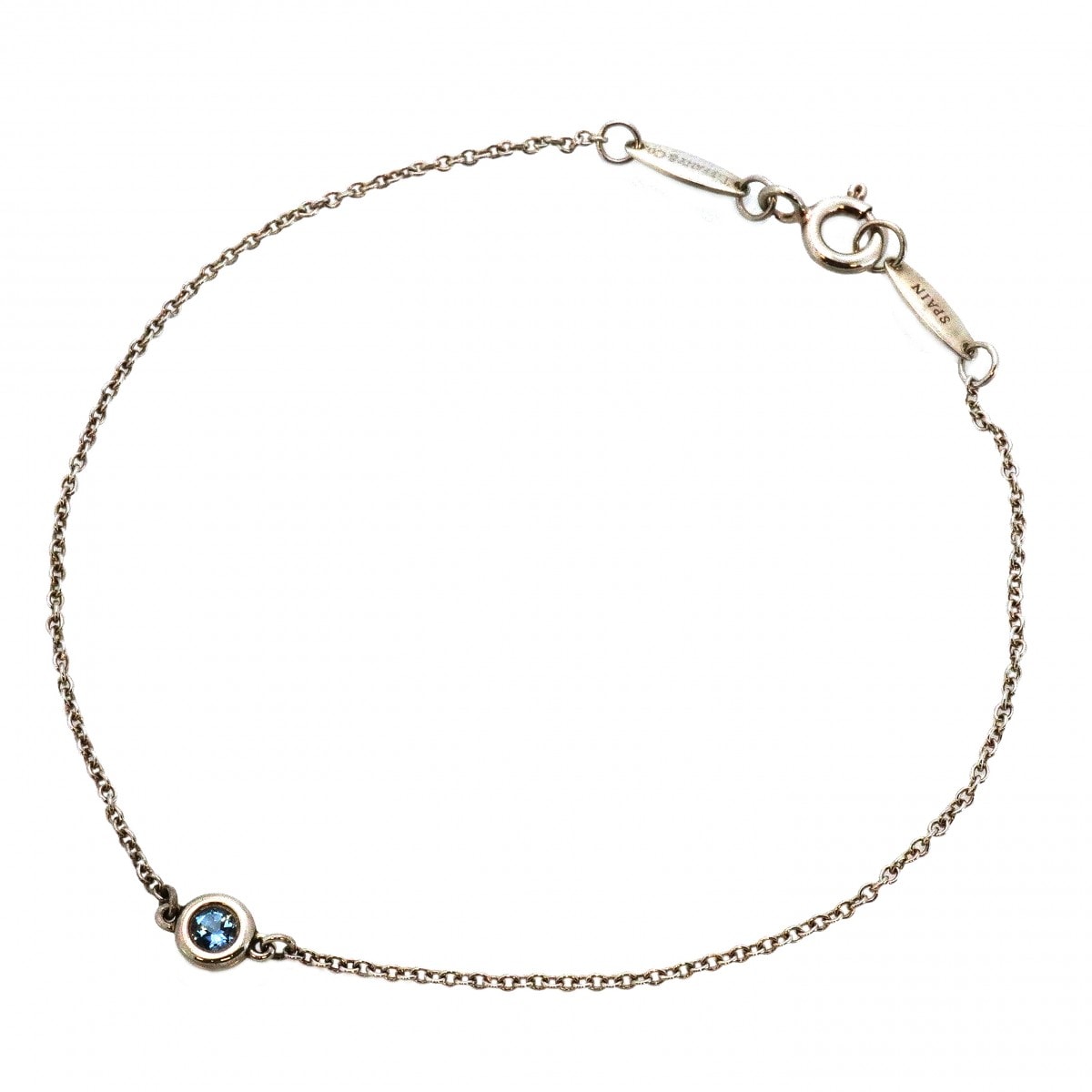 ★最終価格★SALE【6jdb0112-k】ティファニー ブレスレット バイザヤード シルバー925 アクアマリン ブルー【中古】レディース