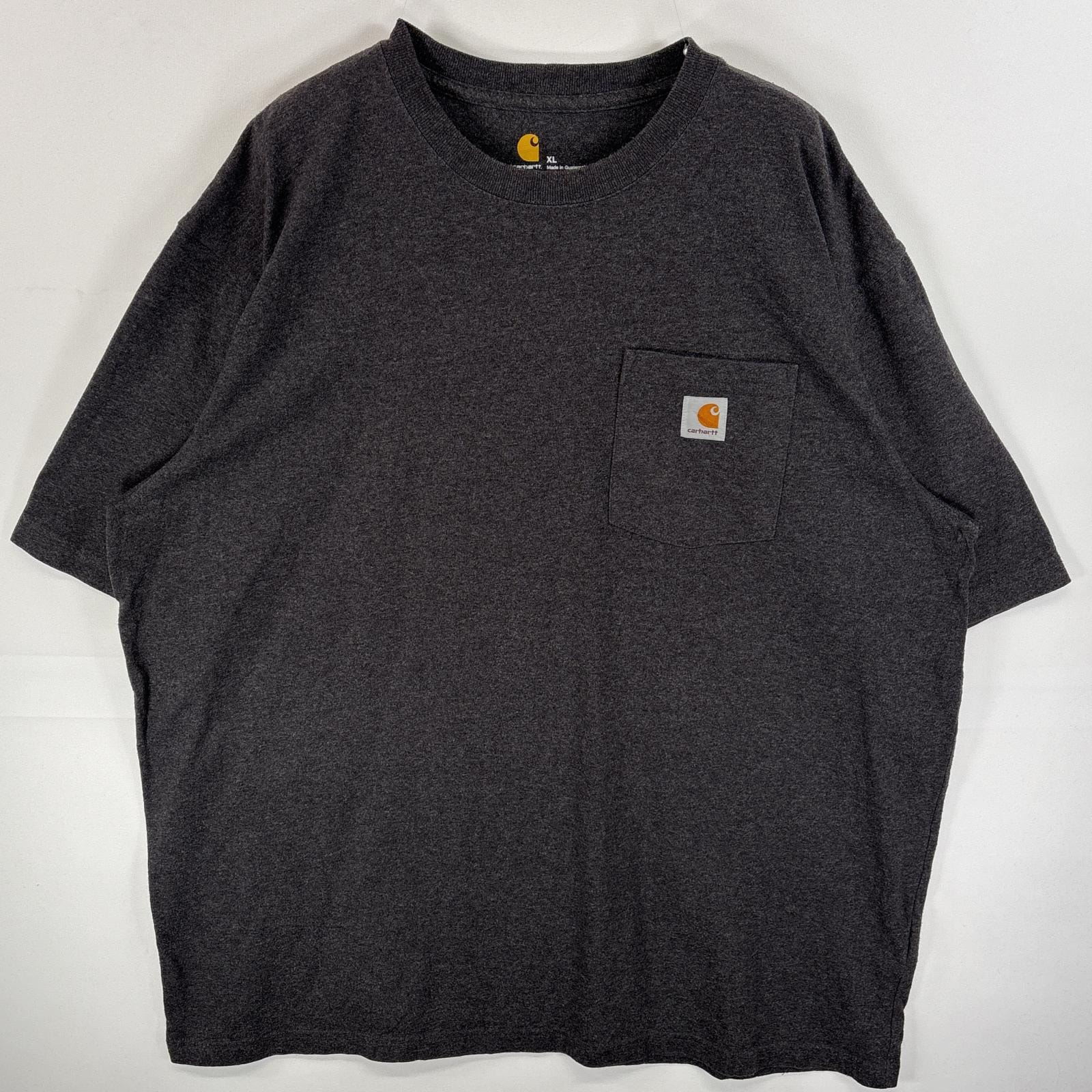 古着 カーハート Carhartt 半袖Tシャツ バックラバープリント ワンポイント ロゴ 胸ポケ XL  グレー系 メンズ