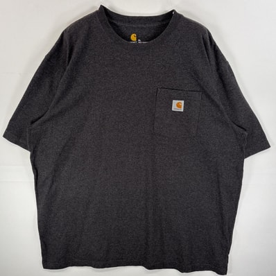 古着 カーハート Carhartt 半袖Tシャツ バックラバープリント ワンポイント ロゴ 胸ポケ XL グレー系 メンズ