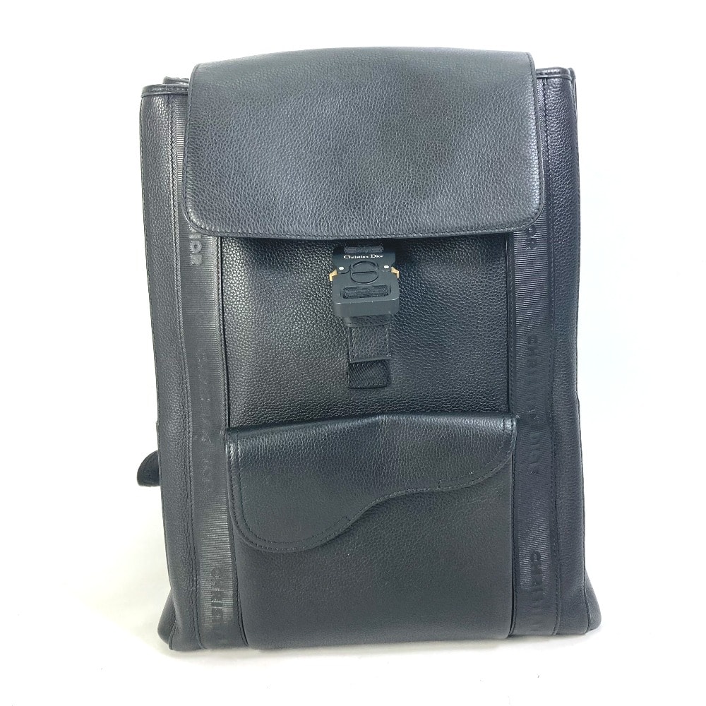 ディオール Dior サドル バックパック 1ADBA143SSE カバン リュックサック レザー ブラック 美品
