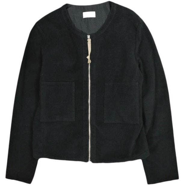 BED J.W. FORD ベッドフォード 日本製 ウールノーカラージップブルゾン 1 BLACK ジャケット アウター g25576