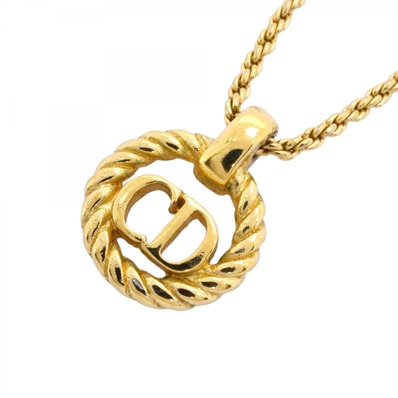 【6jdb0512-k】クリスチャンディオール ネックレス CDロゴ GPメッキ ゴールド【中古】レディース