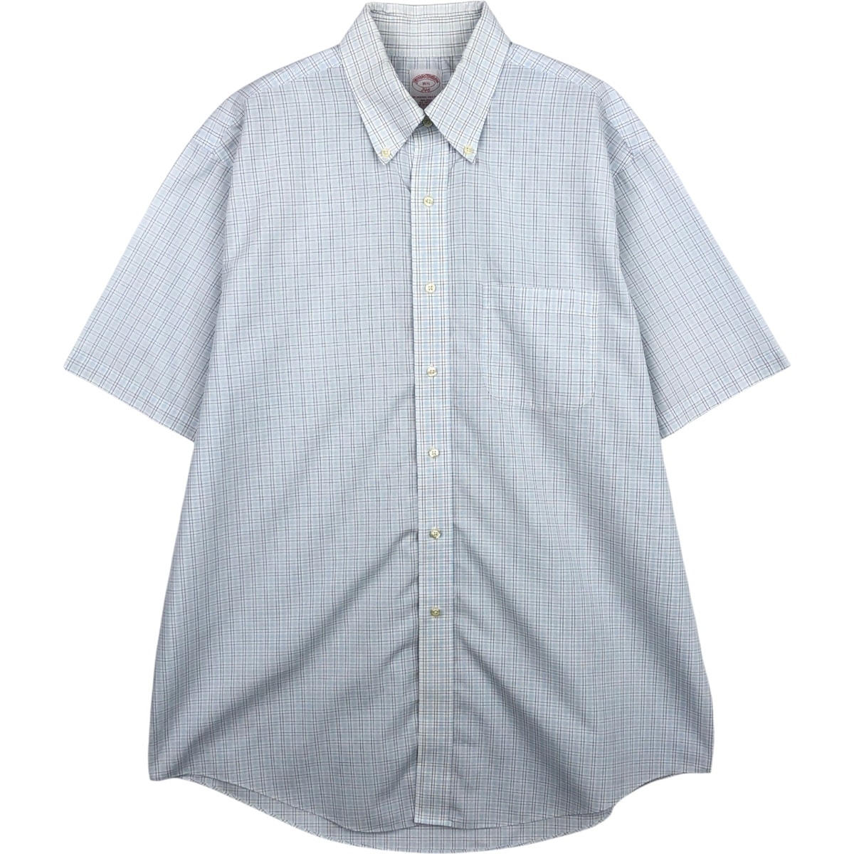 古着 ブルックスブラザーズ Brooks Brothers 346 半袖 ボタンダウン チェックシャツ メンズL相当/eaa640025