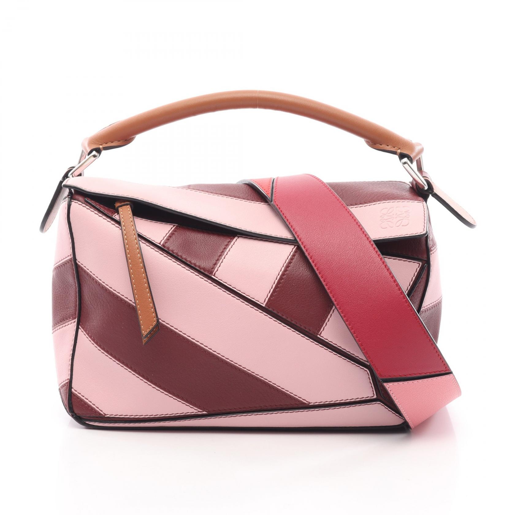 ロエベ LOEWE PUZZLE BAG SMALL パズルバッグ スモール 2WAY ハンドバッグ バッグ レザー レディース ピンク系 / ボルドー系 / ブラウン系 【中古】
